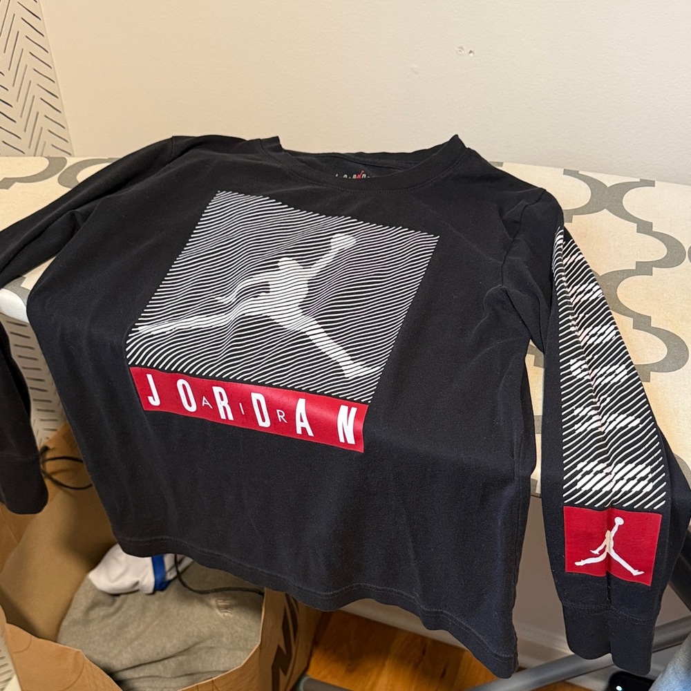 Jordan Black Long Sleeve with Red and White Accents